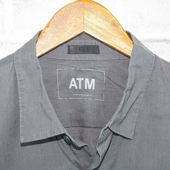 ATM Anthony Thomas Melillo Men's Button up Shirt Gray cotton Size Large - Picture 5 of 6